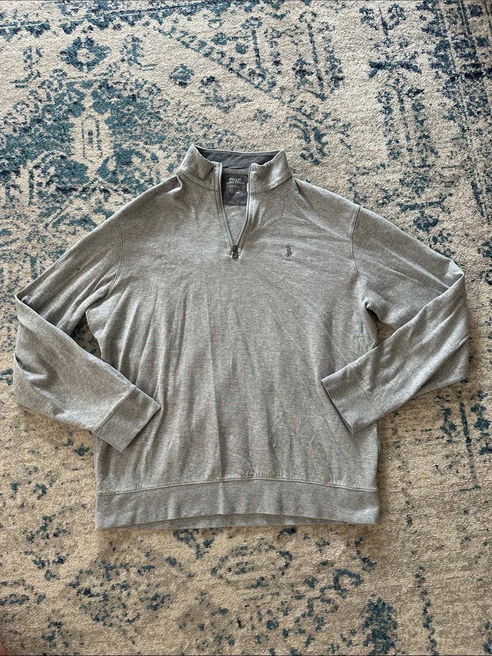 Polo Ralph Lauren Luxury Jersey Quarter-Zip Pullover Andover Heather grey